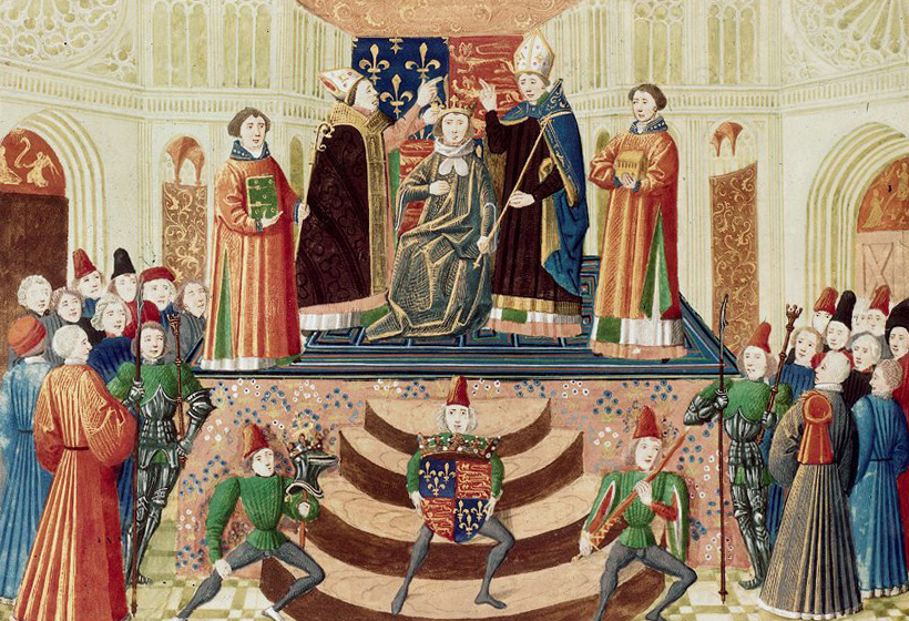 Le couronnement d'Henri IV d'Angleterre, dans un manuscrit des «Chroniques» de Jean Froissart de la fin du XVe siècle.