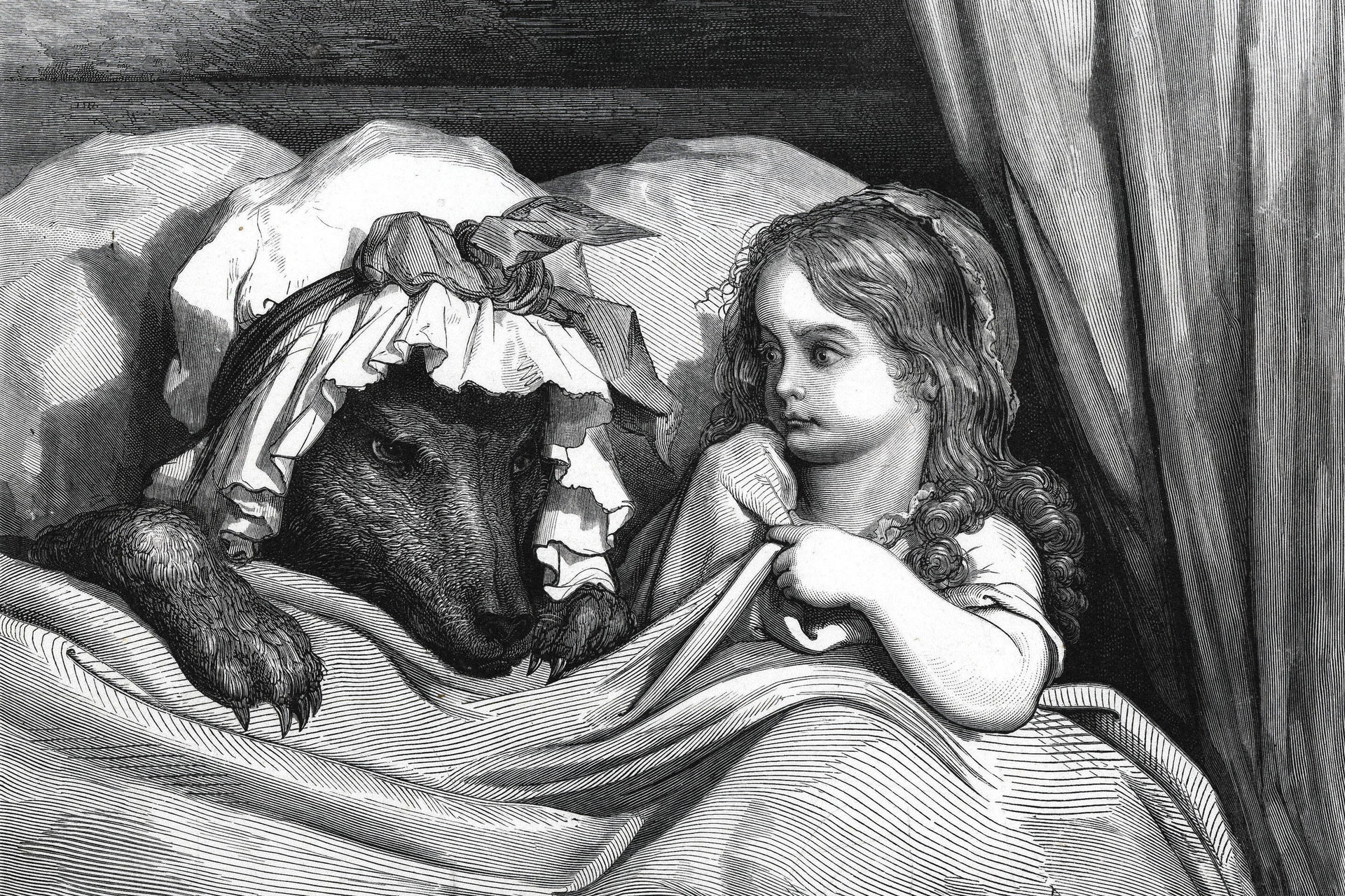 Le Petit Chaperon rouge. (Gravure de Gustave Doré, 1862)